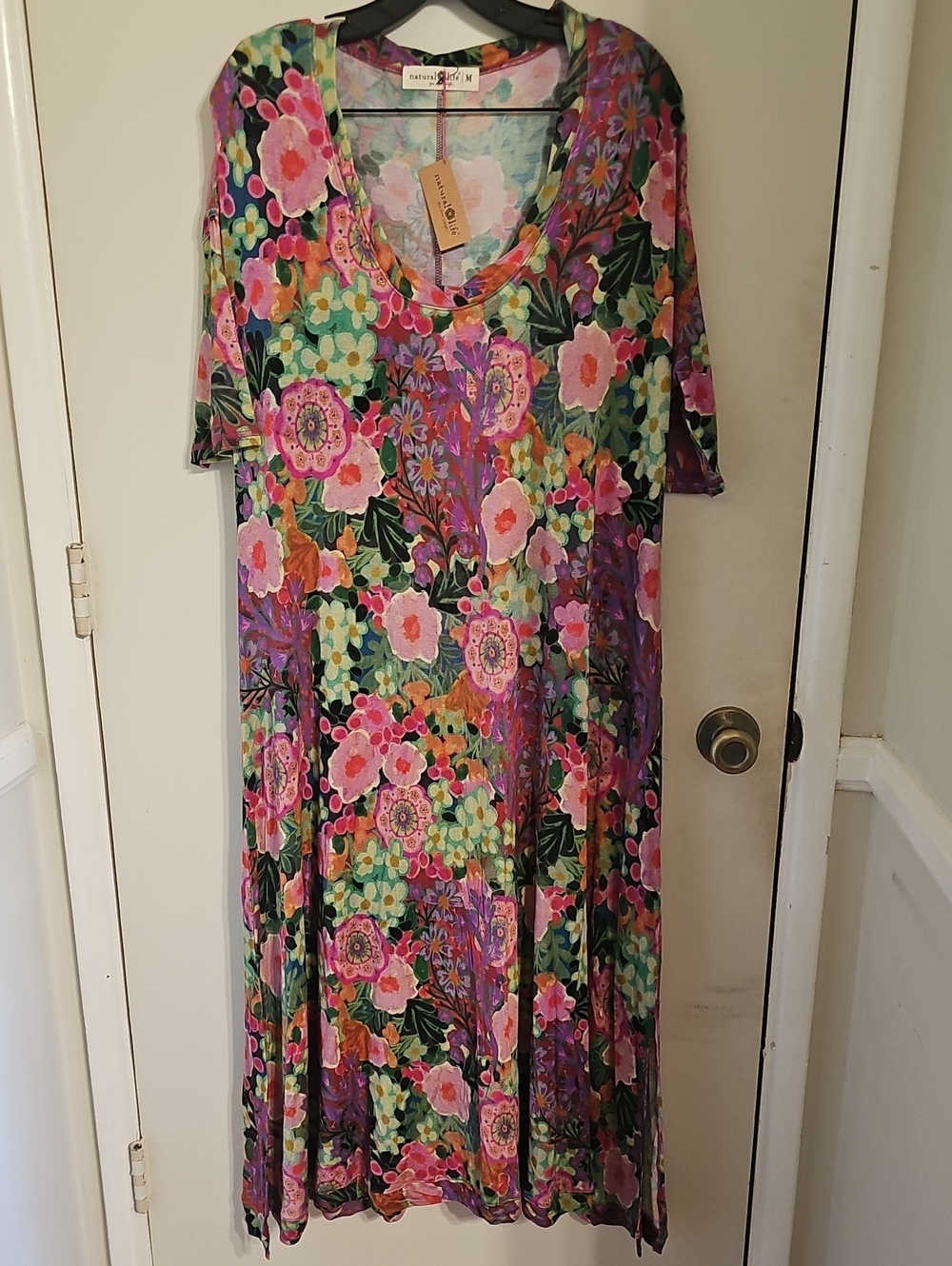 NATURAL LIFE Pink Purple Floral Midi Dress